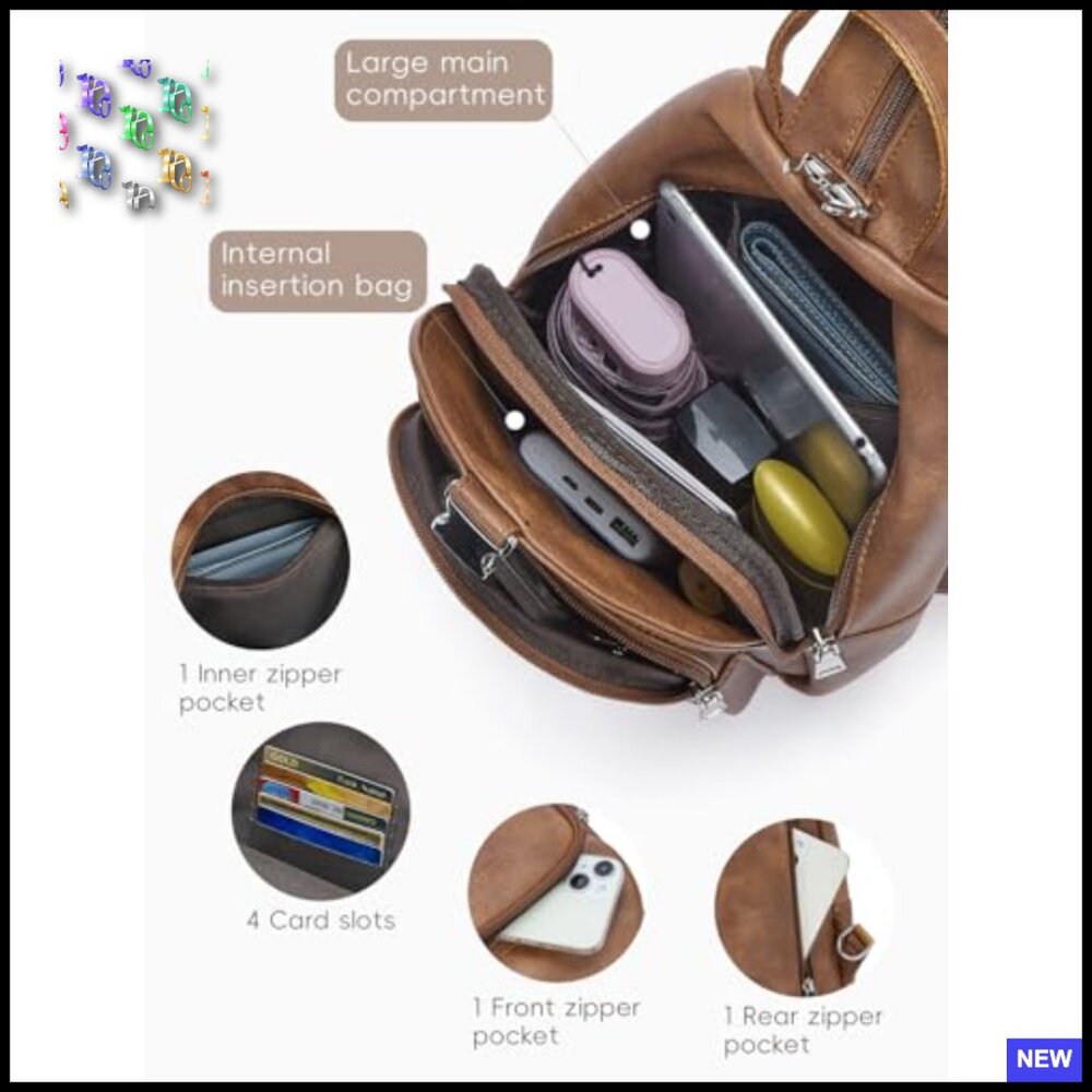 Convertible Leather Sling Backpack Crossbody Purs… - image 5